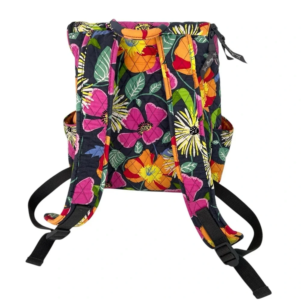 Vera Bradley Jazzy Blooms Backpack Quilted Large Excellent Shape - Picture 4 of 8